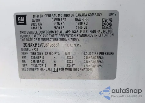 2018 Chevrolet Equinox Ls из США, поврежденный, VIN 2GNAXHEV7J6198661